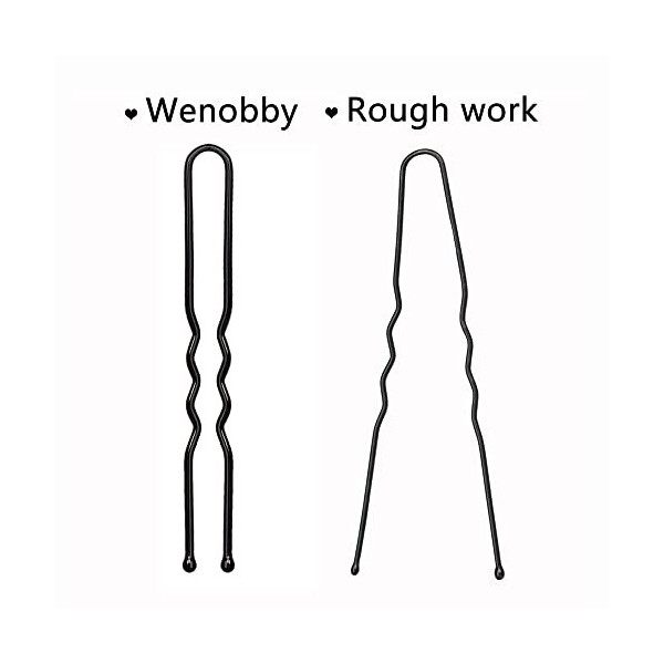 Wenobby Lot de 40 épingles à cheveux en métal en forme de U pour chignon ou queue de cheval Noir 6,1 cm