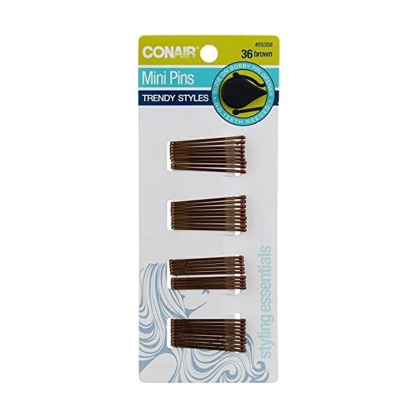CONAIR - Styling Essentials Matte Minis Bobby Pins Brown - 36 Pins
