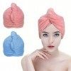 ACWOO Cheveux Serviette, 3pcs Cheveux Séchage Serviettes, Super Absorbant en Microfibre Serviette pour Cheveux Turban avec Bo