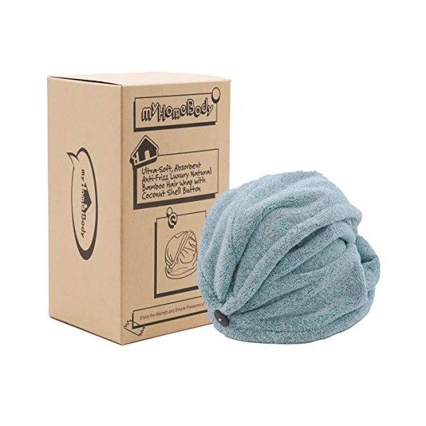 myHomeBody Serviettes de Cheveux | Turban de Luxe Anti-frisottis à séchage Rapide | Fibre de Charbon absorbante Ultra-Douce e