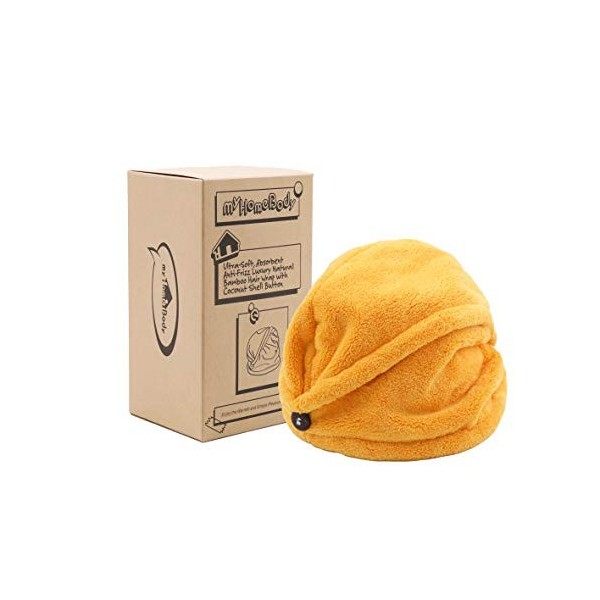 myHomeBody Serviettes de Cheveux | Turban de Luxe Anti-frisottis à séchage Rapide | Fibre de Charbon absorbante Ultra-Douce e