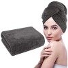 KinHwa Serviette Séchage Cheveux Microfibre,Super Absorbent Enrouler Turban Soin Cheveux Serviette de Bain Séche Rapide avec 