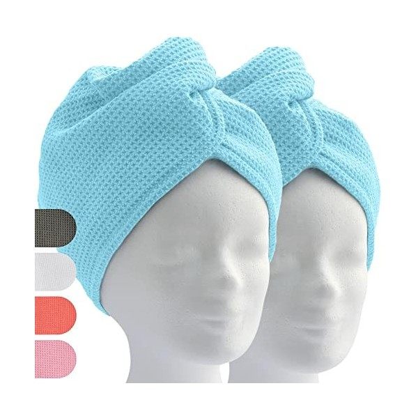 ELEXACARE Lot de 2 serviettes turban en microfibre pour cheveux longs Rose, ca. 28x65cm 2er Set 