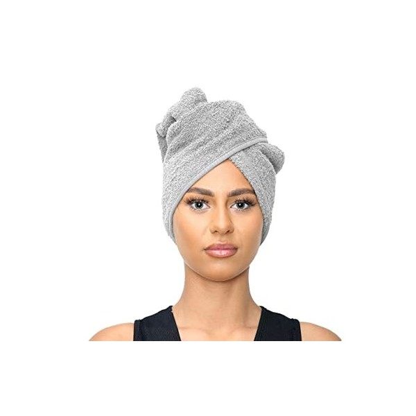 Sapphire Collection Serviette de séchage pour cheveux 100 % pur coton éponge doux enveloppant les cheveux torsadés serviette 