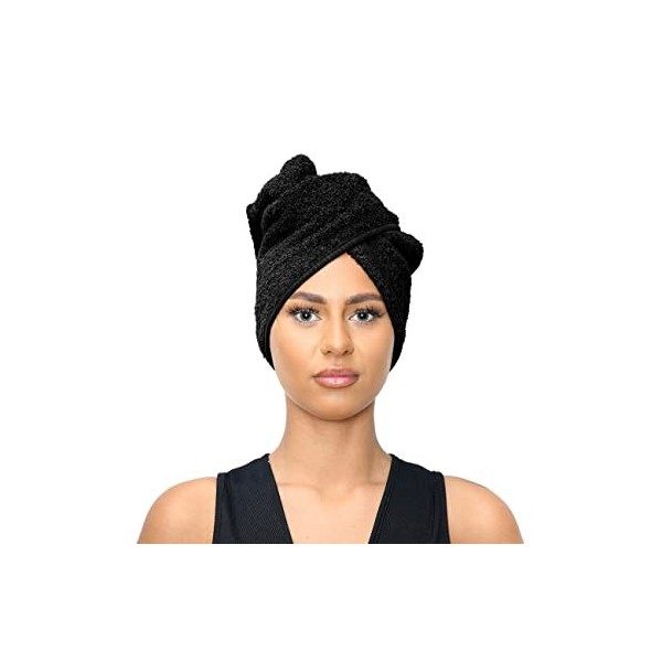 Sapphire Collection Serviette de séchage pour cheveux 100 % pur coton éponge doux enveloppant les cheveux torsadés serviette ...