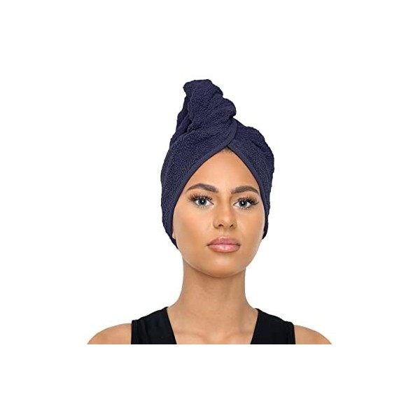 Sapphire Collection Serviette de séchage pour cheveux 100 % pur coton éponge doux enveloppant les cheveux torsadés serviette 