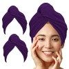 LUXTOGO Serviette turban pour cheveux - 100 % coton - Qualité supérieure - Avec bouton et élastique - Séchage rapide - Turban