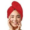 LUXTOGO Serviette turban pour cheveux - 100 % coton - Qualité supérieure - Avec bouton et élastique - Séchage rapide - Turban