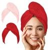 LUXTOGO Serviette turban pour cheveux - 100 % coton - Qualité supérieure - Avec bouton et élastique - Séchage rapide - Turban...