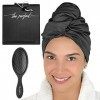 THE PERFECT HAIRCARE Serviette Capillaire Ultra Fine en Microfibre Turban Anti-Frisottis à Séchage Rapide avec Une Brosse Wet