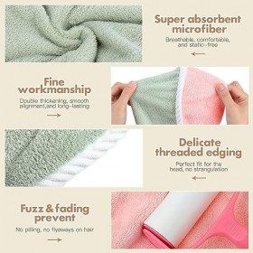Healeved 2 Pièces Serviettes De Séchage des Cheveux Corail Polaire Super Absorption Cheveux Turban Séchage Enveloppements De 