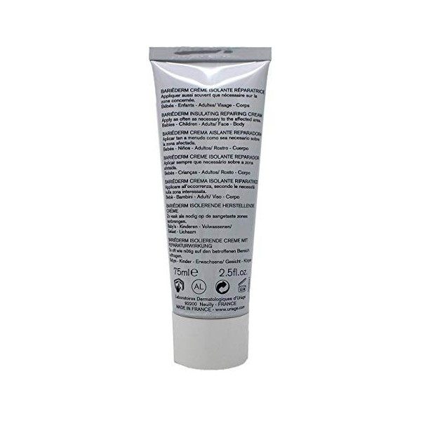 Uriage Bariéderm Crème Isolante Réparatrice, 75 ml Crème Jour et Nuit
