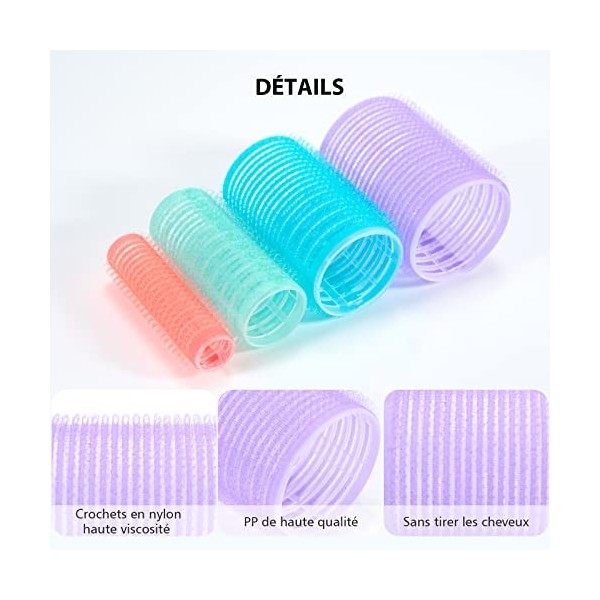 ChouchouFille 58 Bigoudis de Pièces Ens, 32 Pièces Bigoudis Cheveux Auto Agrippant en 4 Tailles et 24 Pinces à Bec de Canard 