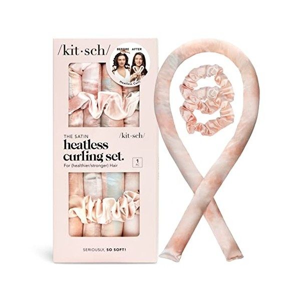 Kitsch Ensemble de friser en satin sans chaleur pour la rentrée scolaire - Boucles parfaites - Sans dommage - Sans chaleur - 