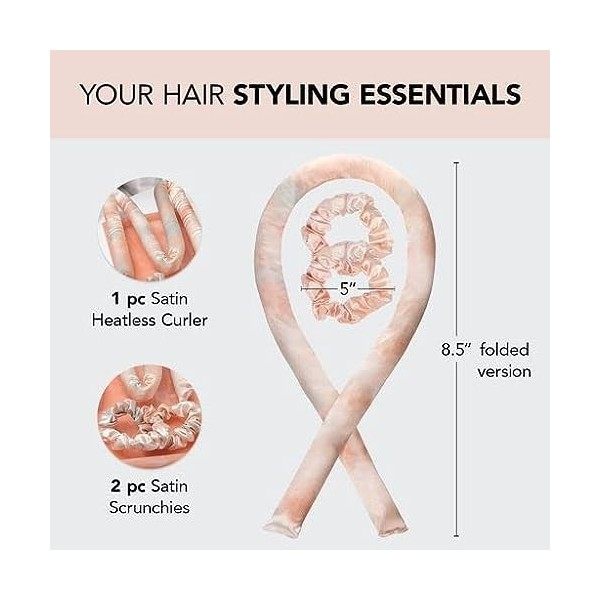 Kitsch Ensemble de friser en satin sans chaleur pour la rentrée scolaire - Boucles parfaites - Sans dommage - Sans chaleur - 