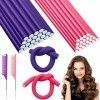 ZYNERY 40 Pièces Bigoudis Flexibles, Bigoudis de Cheveux, Tige de Curling Sans Chaleur et 2 Peignes en Acier, Curleurs en Mou