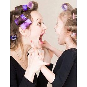 JLDFV Lot de 30 bigoudis - 44 mm, 36 mm, 25 mm - 18 bigoudis auto-adhésifs et 12 clips de bec de canard - Pour bricolage - Sa