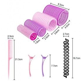 Relota Lot de 47 Bigoudis Cheveux Court, Gros Auto-Adhésifs Rouleaux à Cheveux, Hair Rollers Sans Chaleur, Pinces à Bec de Ca