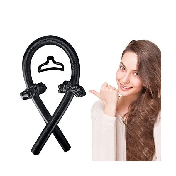 Zeayebsr Rouleau à Cheveux Sans Chaleur, Heatless Curling Rod Headband, Tige de Curling + 2 Anneaux à Cheveux + 1 Grande Pinc