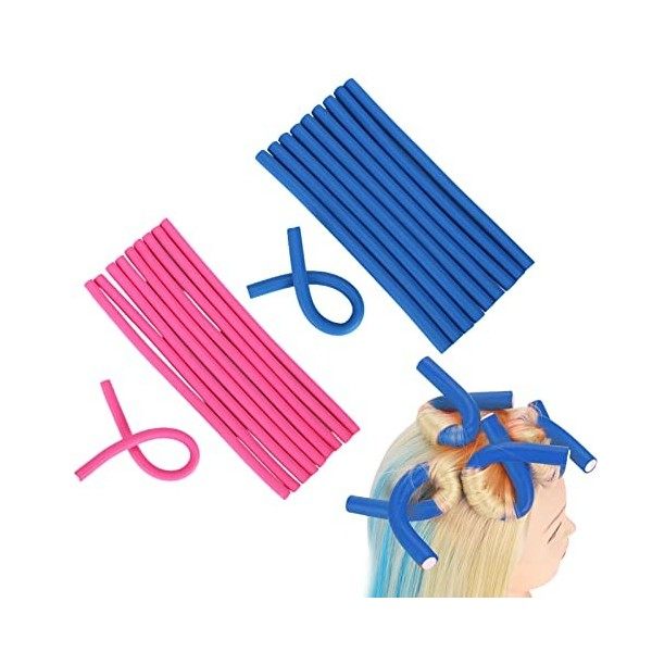 TSHAOUN 20 Pièces Tiges de Curling Flexible, Les Cheveux sans Chaleur ni dommages Rouleaux de Cheveux Torsadés en Mousse Bigo