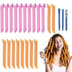 URAQT Bigoudi Bigoudis, 20pcs DIY Magic Hair Waves Curls Boucles en Spirale Sans Chaleur avec Crochets de Coiffage pour Femme