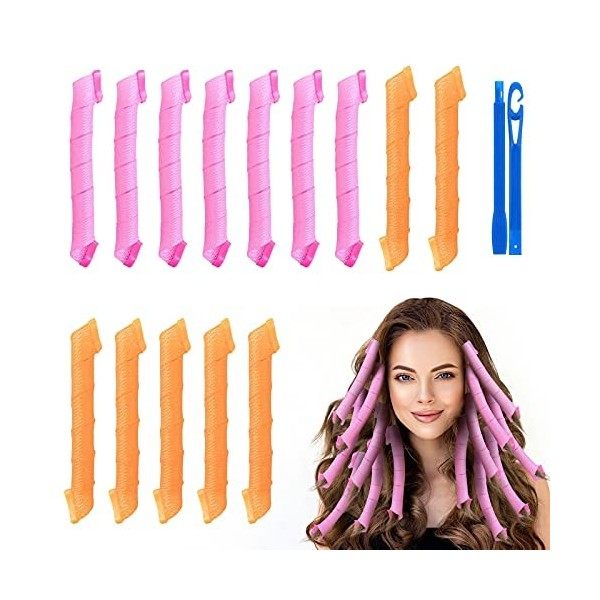 URAQT Bigoudi Bigoudis, 20pcs DIY Magic Hair Waves Curls Boucles en Spirale Sans Chaleur avec Crochets de Coiffage pour Femme