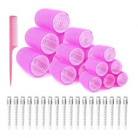 Owoda 37 Bigoudis De PièCes Ens,18 PièCes Bigoudis Cheveux Auto Agrippant En 3 Tailles Et 18 Pinces à Bec De Canard Pour Fix