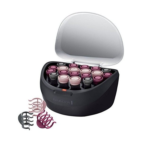 Remington Bigoudis Cheveux [3 styles de Boucles] Ionic Rollers Rose & Noir Coffret 20 rouleaux de 3 tailles avec pinces et a