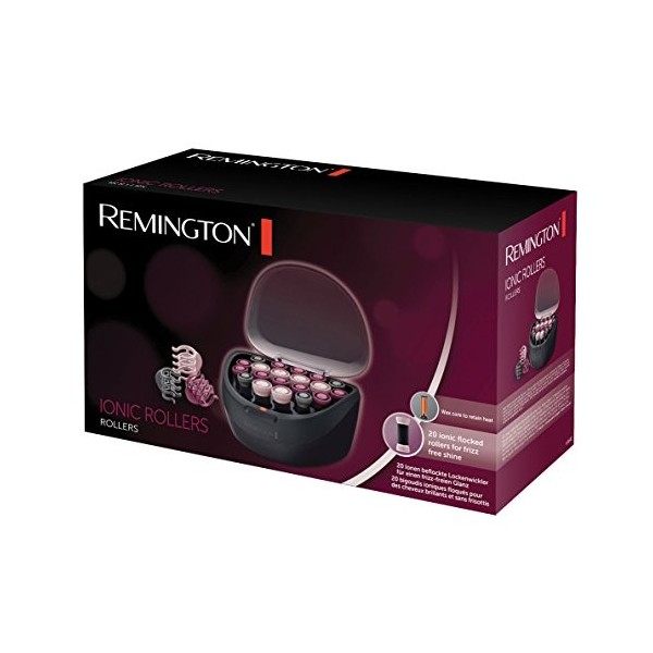 Remington Bigoudis Cheveux [3 styles de Boucles] Ionic Rollers Rose & Noir Coffret 20 rouleaux de 3 tailles avec pinces et a