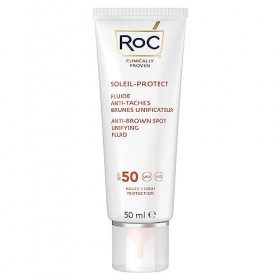 RoC - Soleil-Protect Fluide Anti-Taches Brunes Unificateur SPF 50 - Hydratant pour le Visage - Filtres Anti-UVA et Anti-UVB -