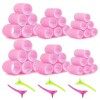 URAQT 24 Bigoudis de Pièces Ens, 18 Pièces Heatless Curling et 6 Pinces à Bec de Canard pour Fixer les Coiffures, Bigoudis Ch