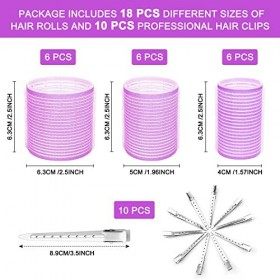 18 Pcs Rouleaux Cheveux Large Bigoudis Frange Rideau,Gros Bigoudis de Ens,Hair Rollers Auto-adhésifs,Bigoudis Cheveux Auto Ag
