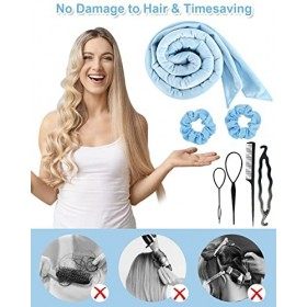 TikTok Boucleur a Cheveux Sans Chaleur, Velours Bigoudis Cheveux, 9 Bandes de Boucles Sans Chaleur avec épingle à Cheveux, Va