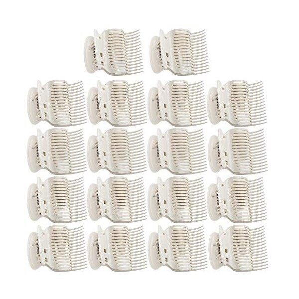 Lot de 18 pinces à cheveux en plastique pour bigoudis petits, moyens, grands et grands Blanc 