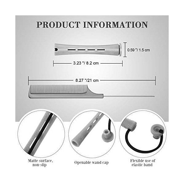 48 Pièces Tiges de Permanente de Cheveux Tige de Vague Froide Tiges de Perm en Plastique Bigoudis Rouleaux de Cheveux avec Pe