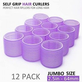 Afanso Jumbo Lot de 24 rouleaux de coiffure auto-agrippants pour coiffure de salon 2 tailles 24 paquets 12 x jumbo + 12 x XL