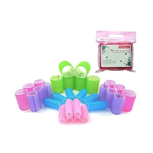 Kamays 30PCS 5 Taille Nylon Hair Roller Curler Hair Design Sticky Brace Style pour bricolage ou salon de coiffure