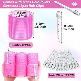 Bigoudis Jumbo - Lot de 24 bigoudis auto-agrippants avec pinces en bec de canard en acier inoxydable pour frange de cheveux l