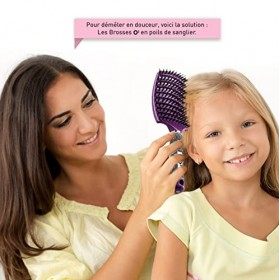 2 Brosses à Cheveux en Poils de sanglier- Démélant 100% Narurel - Démêler sans larmes ! Set Brosses Rose et violette 