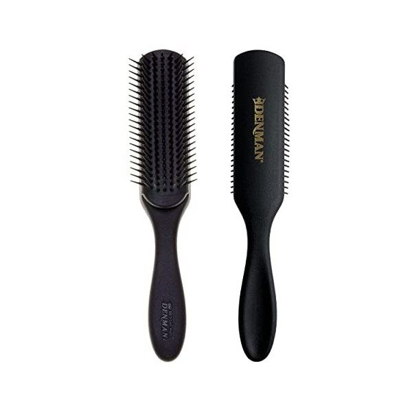 Denman Curly Hair Brush D3 Black & Red 7 Row Styling Brush for Detangling, Separating, Shaping and Defining Curls - For Wom