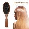 Anself Brosse à Cheveux de poils de Sanglier Naturel, Antistatique Massage du Cuir Chevelu Peigne, Ovale, Poignée en Bois de 