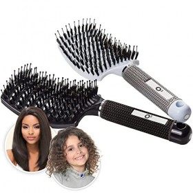 O³ Brosse Poil de Sanglier- 2 Brosses à Cheveux - Démélant Cheveux 100% Naturel