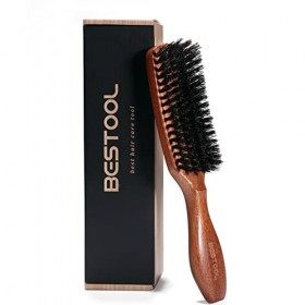BESTOOL Brosse à cheveux en poils de sanglier pour femme homme et enfant à démêler et coiffer, naturels pour cheveux fins, br