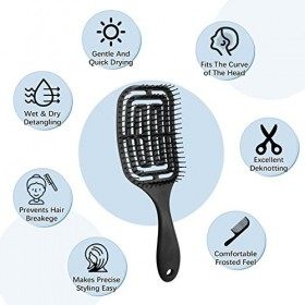 Vinabo Brosse à Cheveux, Brosse à Cheveux Démêlante - Ne Tire Pas Professionnelle Incurvée Ventilée pour Cheveux Mouillés et 