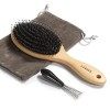 LORSEX Brosse à cheveux, brosse démêlante en poils de sanglier pour femme, homme et enfant, pour massage lissant pour tous ty