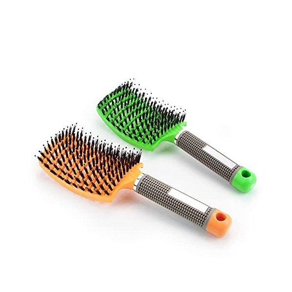 Brosse Poil de Sanglier- 2 Brosses à Cheveux en Poils de sanglier- Brosse Cheveux Demelante, peut Diffuser Lhuile Capillaire