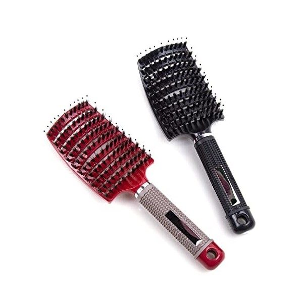 RUISCHENTONG 2 Pièces Brosse à Cheveux, Brosse Cheveux Poils de Sanglier, Brosse Cheveux Demelante, peut Diffuser Lhuile Cap