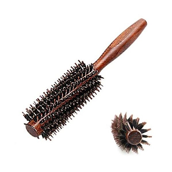 Brosse ronde pour le séchage, Brosse à cheveux ronde en poils de sanglier, Poils en Nylon à Rouleau pour Frange, Cheveux Fins