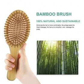 Combetter Brosse à cheveux - Brosse à cheveux démêlante en bambou naturel, pour femmes, hommes et enfants, cheveux épais, fin