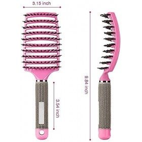 lanjiao Brosse Poil de Sanglier2 Brosses à Cheveux en Poils de sanglier Démélant Cheveux 100%Naturel Meilleure pour démêlage 